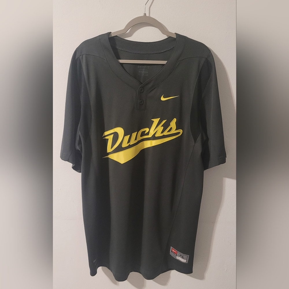 Nike Team Dri-FIT Ducks Baseball Jersey Men’s XL Gray Short Sleeve